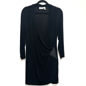 Chico's Travelers Shift Dress Sz 3(XL) Black Ponte Knit Surplice Front